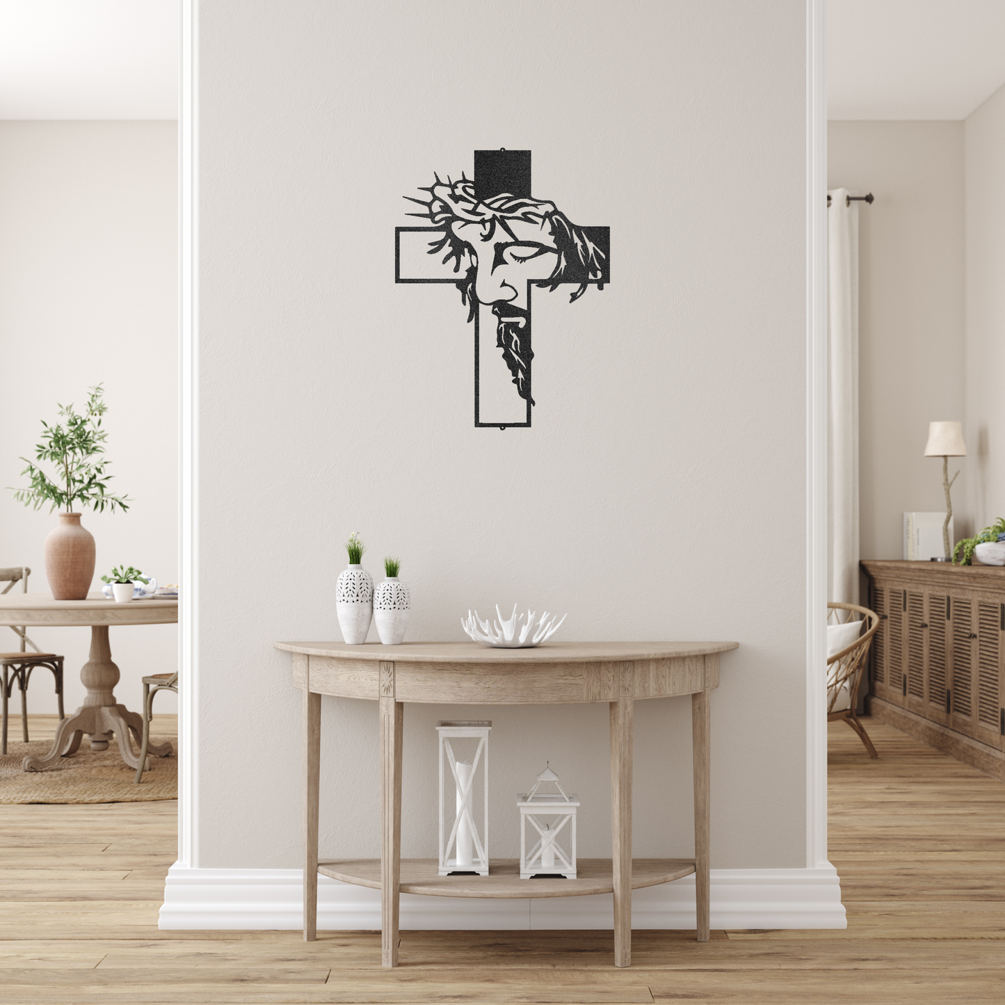 Christ Cross Custom Made Metal Signs - Black Christian Metal Wall Art Decor | Home Accent Studio