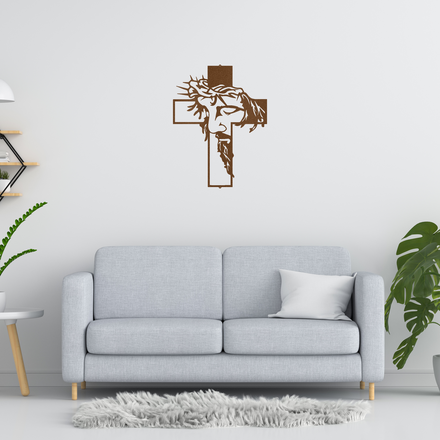 Christ Cross Custom Made Metal Signs - Copper Christian Metal Wall Art Decor | Home Accent Studio