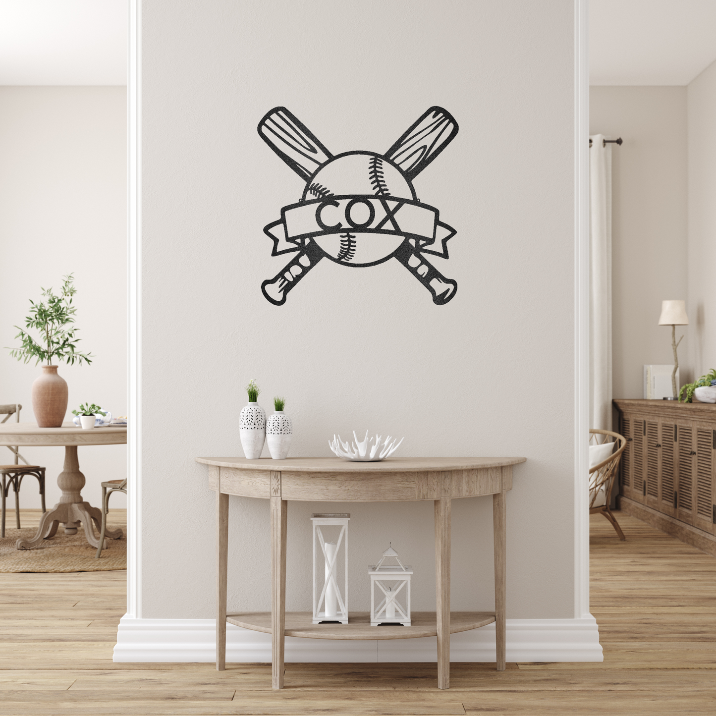 Baseball Monogram Custom Made Metal Signs - Black Baseball Metal Wall Art Decor | Home Accent Studio