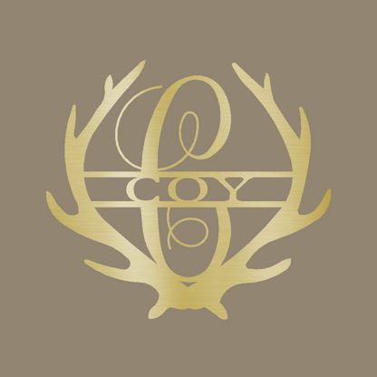 Antler Family Monogram Custom Made Metal Signs - Last Name Gold Metal Wall Art Decor | Home Accent Studio