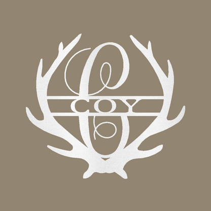 Antler Family Monogram Custom Made Metal Signs - Last Name White Metal Wall Art Decor | Home Accent Studio