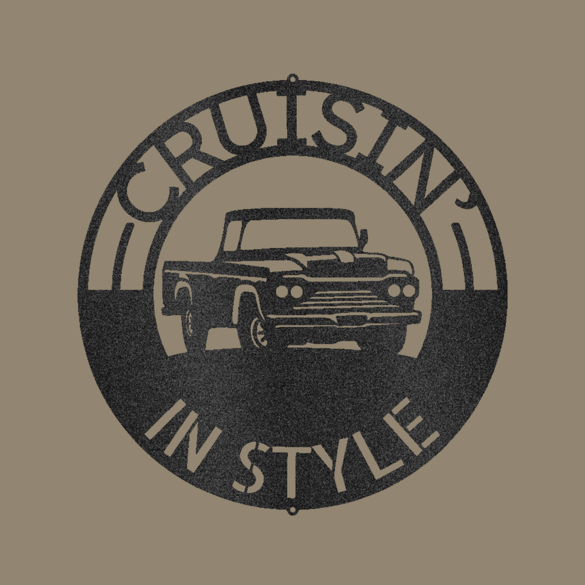 Classic Pickup Truck Monogram Custom Made Metal Signs - Black Classic Truck Metal Wall Art Decor | Home Accent Studio