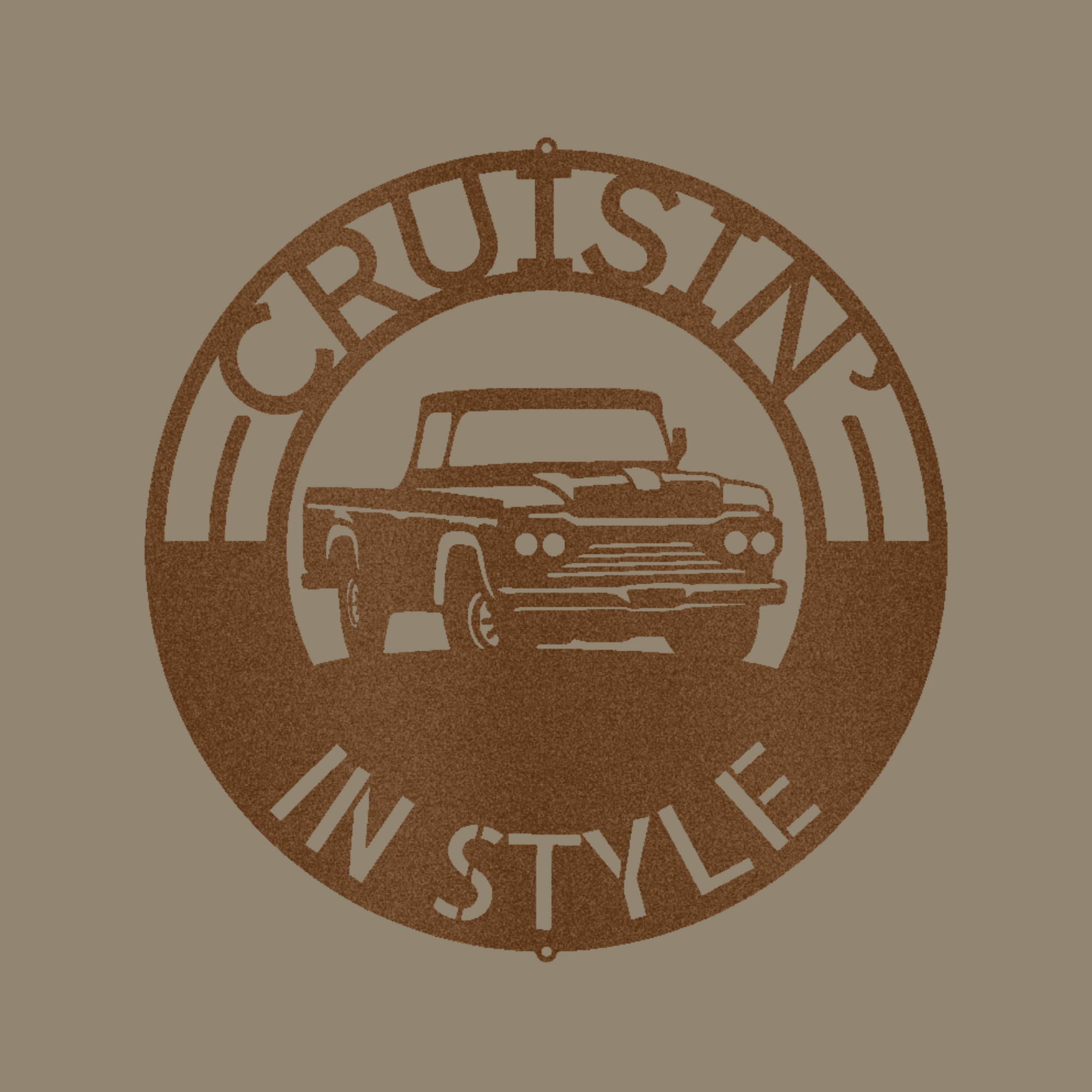 Classic Pickup Truck Monogram Custom Made Metal Signs - Copper Classic Truck Metal Wall Art Decor | Home Accent Studio