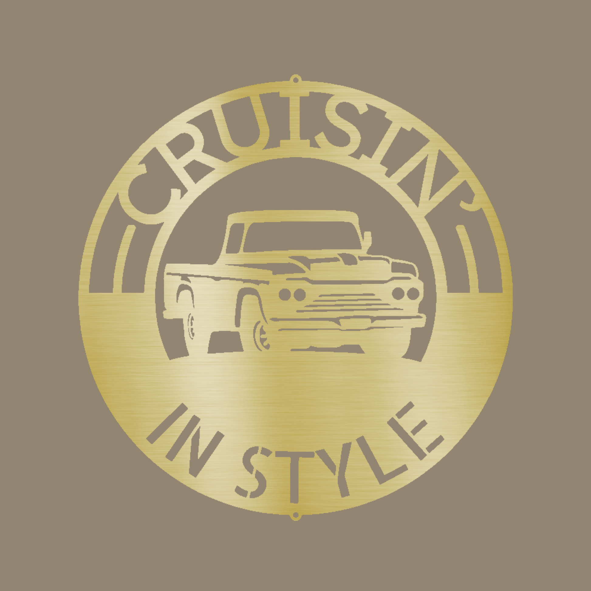 Classic Pickup Truck Monogram Custom Made Metal Signs - Gold Classic Truck Metal Wall Art Decor | Home Accent Studio