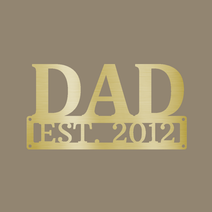 Dad Monogram Custom Made Metal Signs - Dad Gold Metal Wall Art Decor | Home Accent Studio