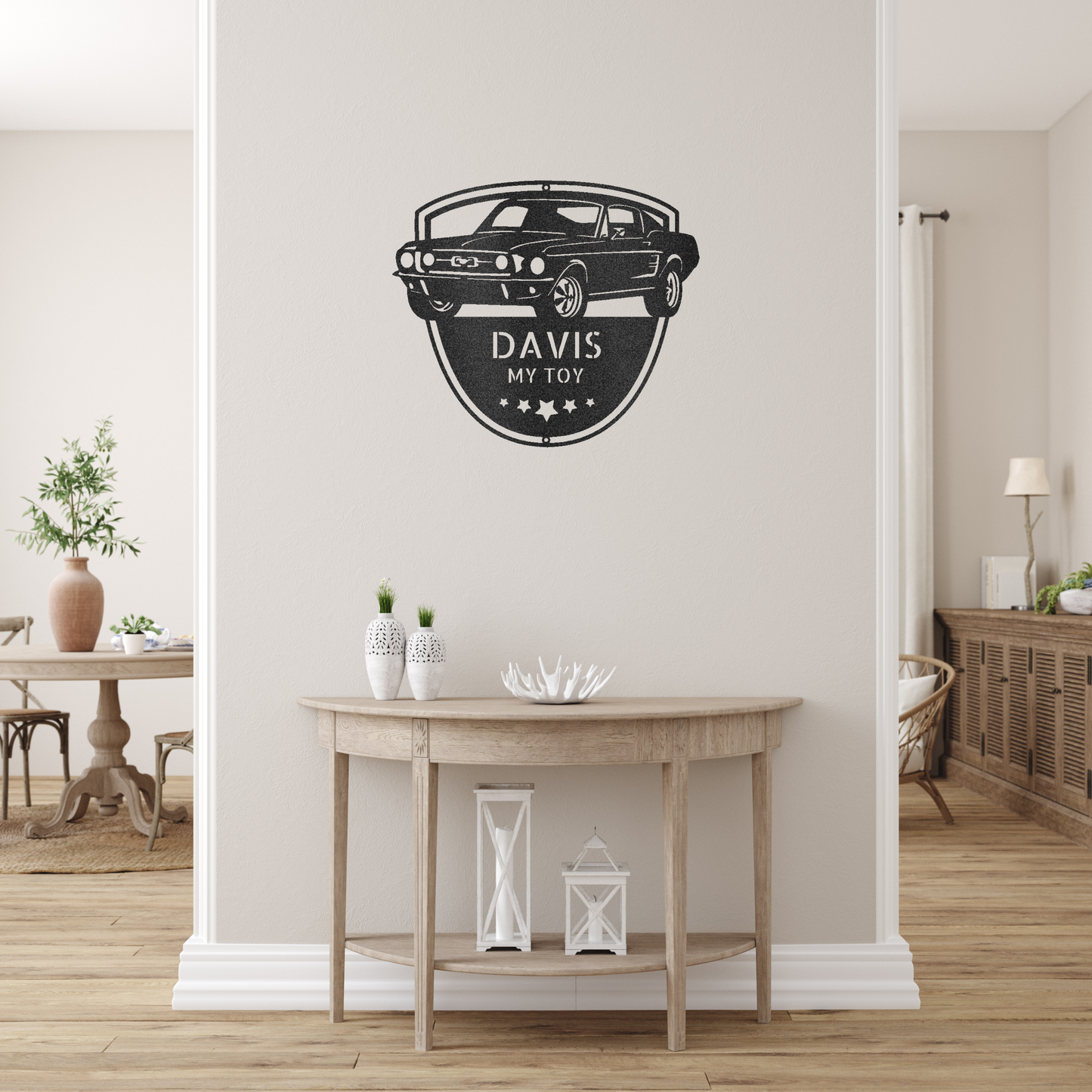 Classic Mustang Shop Custom Made Metal Signs - Black Vintage Mustang Metal Wall Art Decor | Home Accent Studio