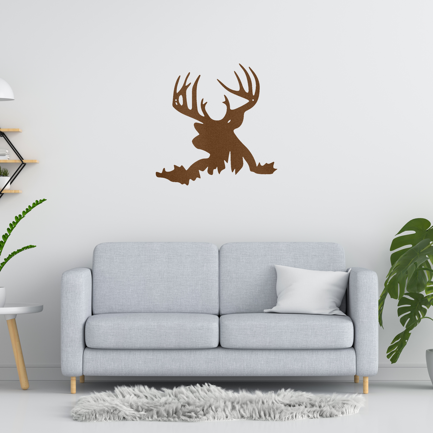 Deer Head Silhouette Custom Made Metal Signs - Wildlife Copper Metal Wall Art Decor | Home Accent Studio