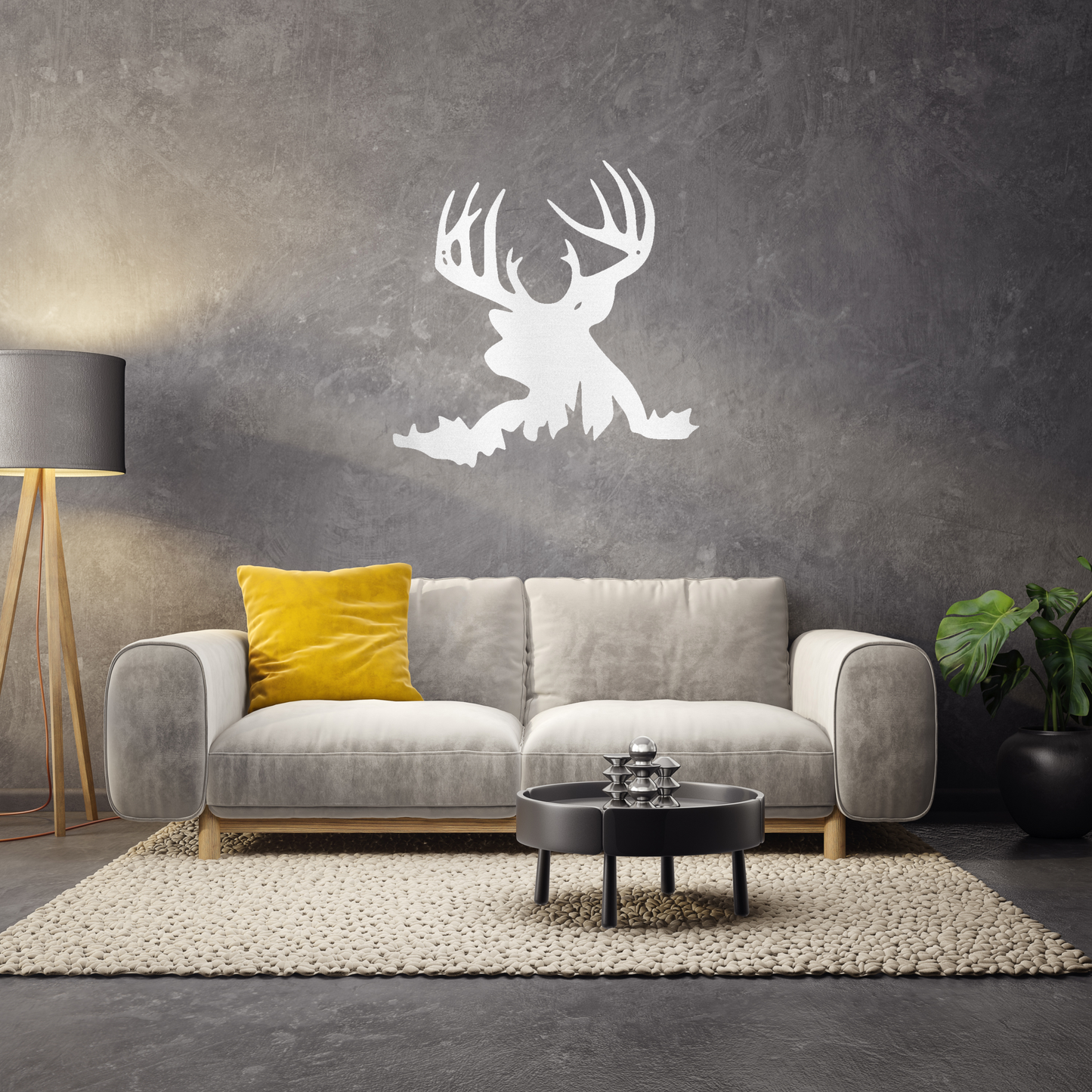 Deer Head Silhouette Custom Made Metal Signs - Wildlife White Metal Wall Art Decor | Home Accent Studio