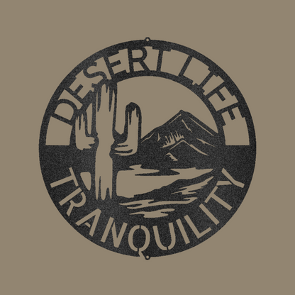 Desert Life Monogram Custom Made Metal Signs - Desert Black Metal Wall Art Decor | Home Accent Studio