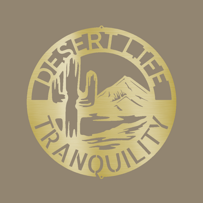 Desert Life Monogram Custom Made Metal Signs - Desert Gold Metal Wall Art Decor | Home Accent Studio