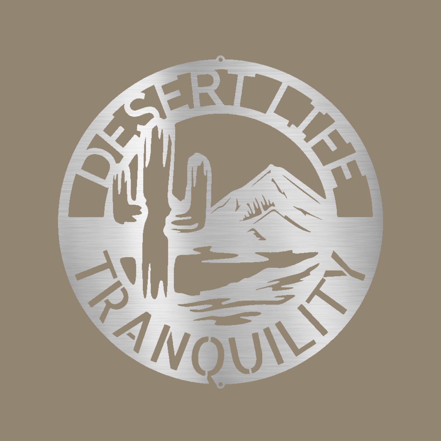 Desert Life Monogram Custom Made Metal Signs - Desert Silver Metal Wall Art Decor | Home Accent Studio