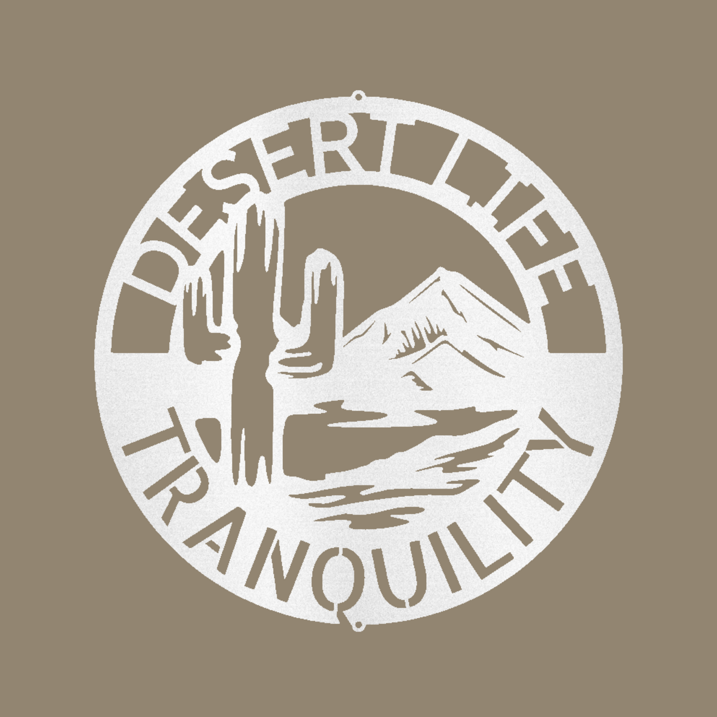 Desert Life Monogram Custom Made Metal Signs - Desert White Metal Wall Art Decor | Home Accent Studio