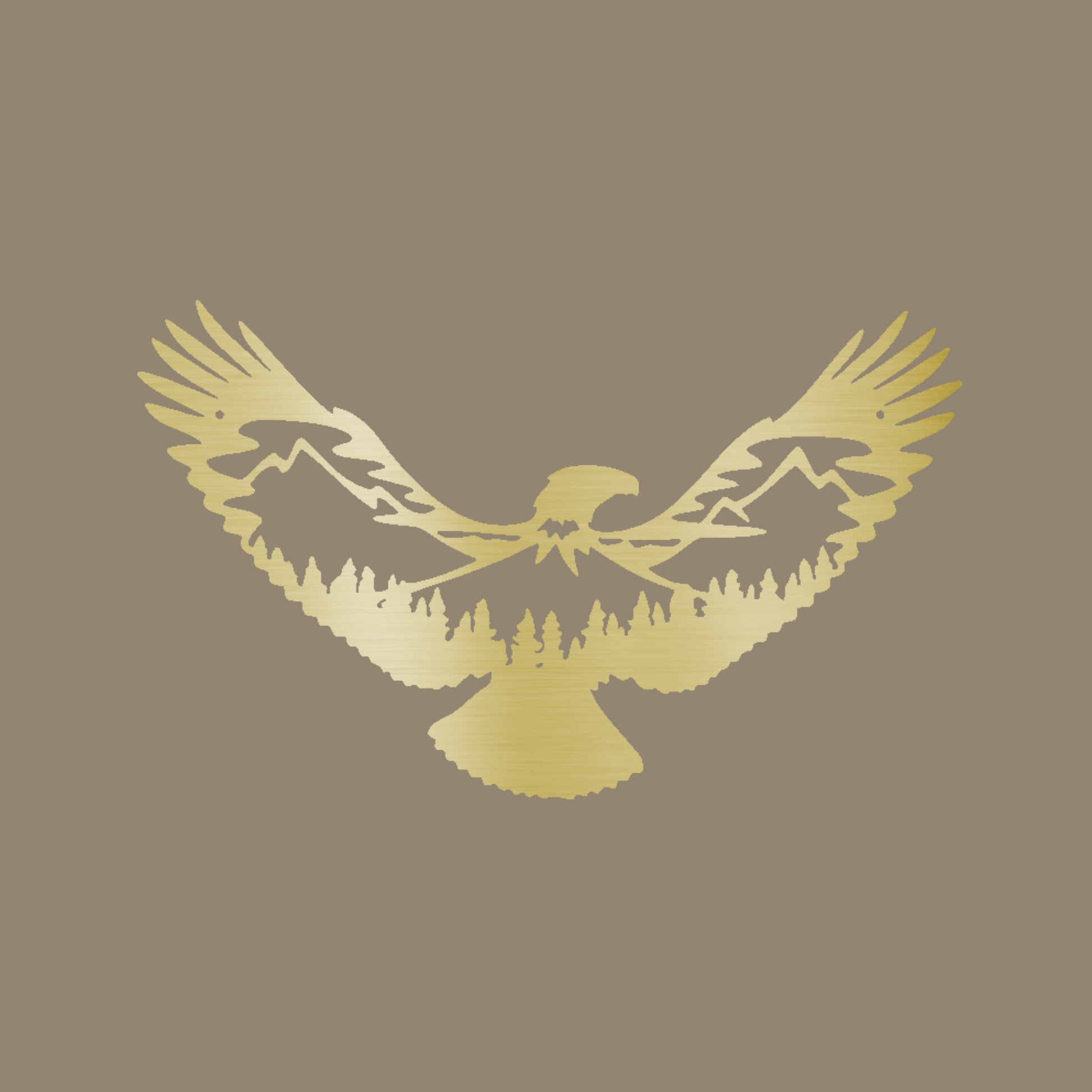 Custom Metal Wall Decor - 'Eagle Scene' Wildlife Scenery Gold Metal Wall Art | Home Accent Studio