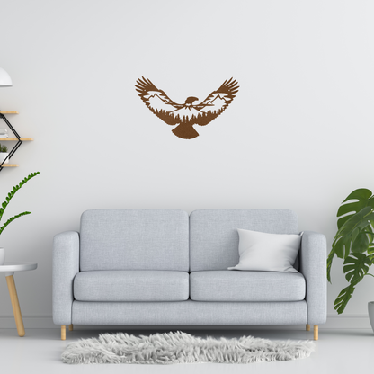 Custom Metal Wall Decor - 'Eagle Scene' Wildlife Scenery Copper Metal Wall Art | Home Accent Studio