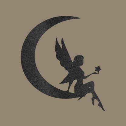 Fairy Moon Custom Made Metal Signs - Fairytale Black Metal Wall Art Decor | Home Accent Studio