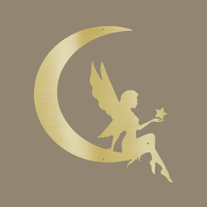 Fairy Moon Custom Made Metal Signs - Fairytale Gold Metal Wall Art Decor | Home Accent Studio