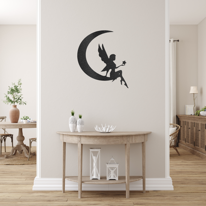 Fairy Moon Custom Made Metal Signs - Fairytale Black Metal Wall Art Decor | Home Accent Studio