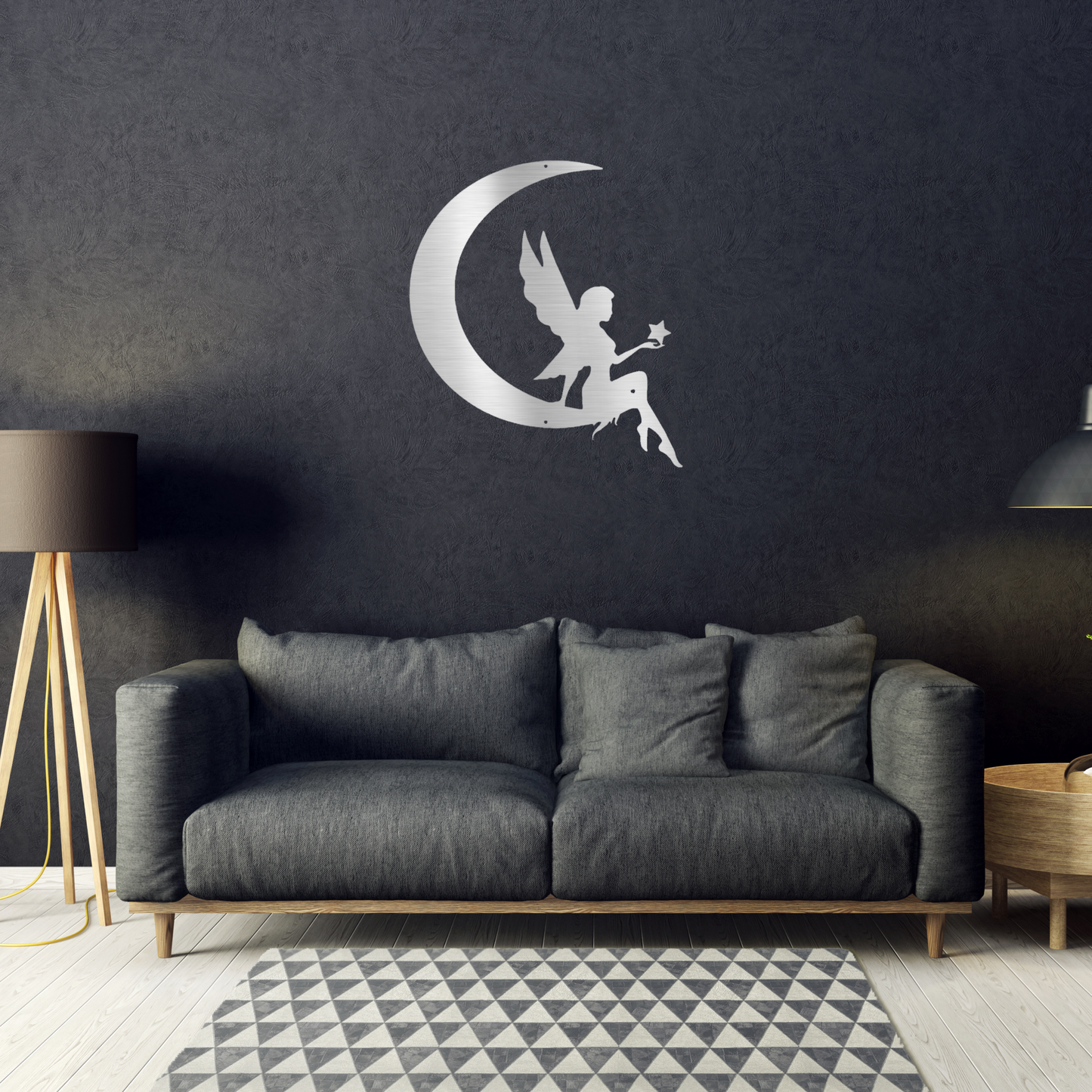 Fairy Moon Custom Made Metal Signs - Fairytale Silver Metal Wall Art Decor | Home Accent Studio