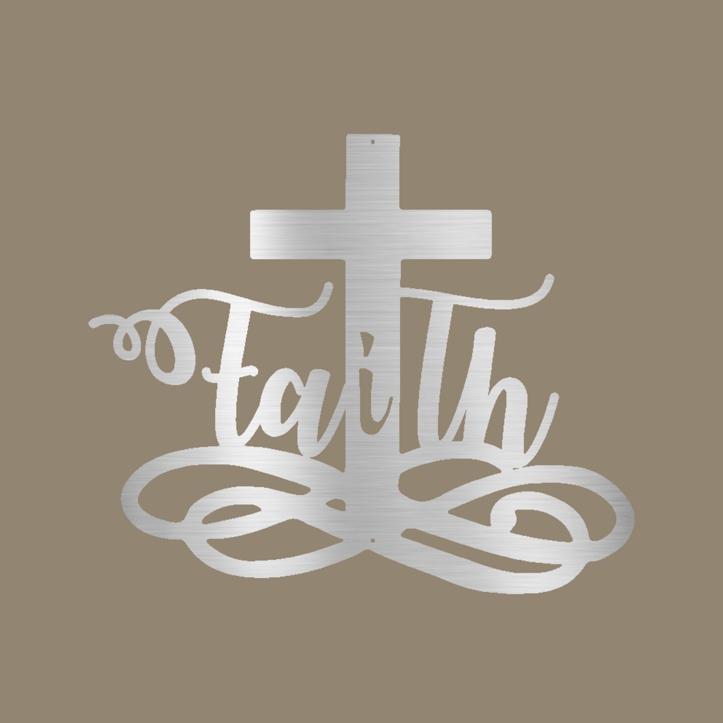 Faith Cross Custom Made Metal Signs - Christian Silver Metal Wall Art Decor | Home Accent Studio