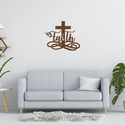 Faith Cross Custom Made Metal Signs - Christian Copper Metal Wall Art Decor | Home Accent Studio