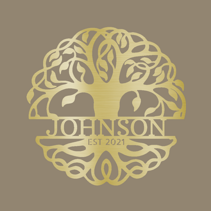 Personalized Tree of Life Gold Monogram | Tree of Heaven | Tree Drawing Monogram | Home Accent Studio