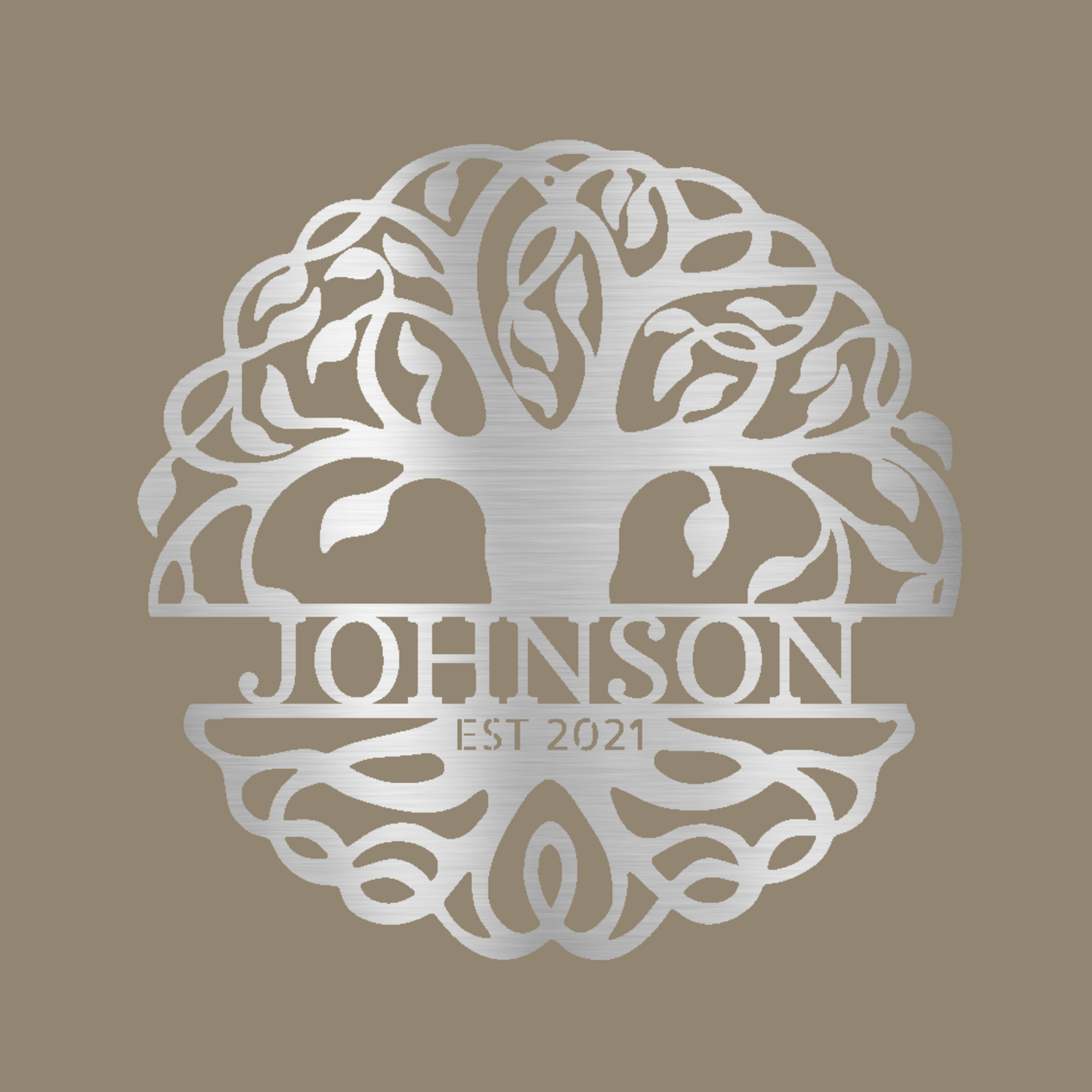 Personalized Tree of Life Silver Monogram | Tree of Heaven | Tree Drawing Monogram | Home Accent Studio