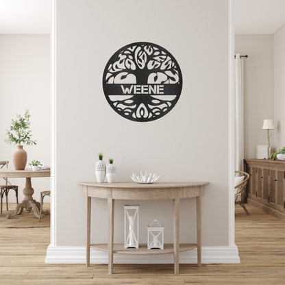 Fancy Tree of Life Monogram | Tree of Heaven | Tree Names Black Monogram | Home Accent Studio