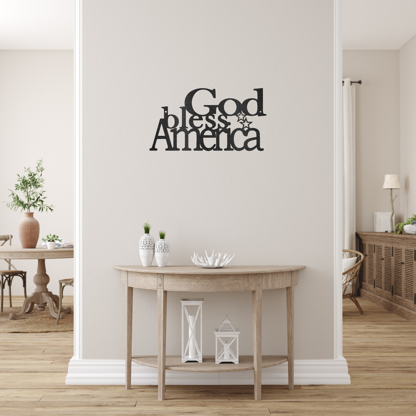 God Bless America Custom Made Metal Signs - Black Patriotic Metal Wall Art Decor | Home Accent Studio