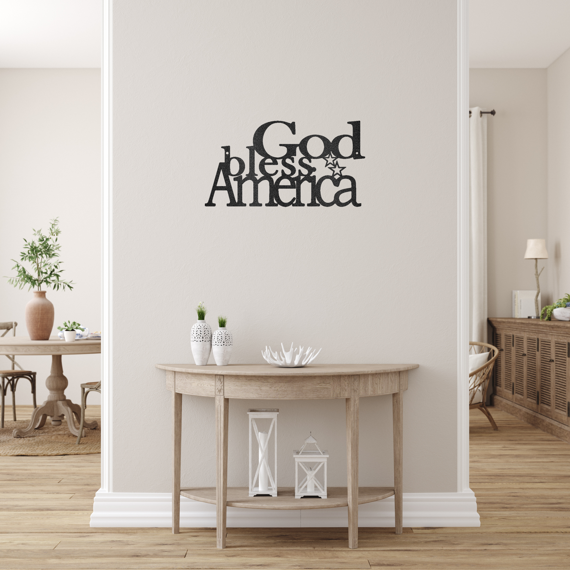 God Bless America Custom Made Metal Signs - Black Patriotic Metal Wall Art Decor | Home Accent Studio