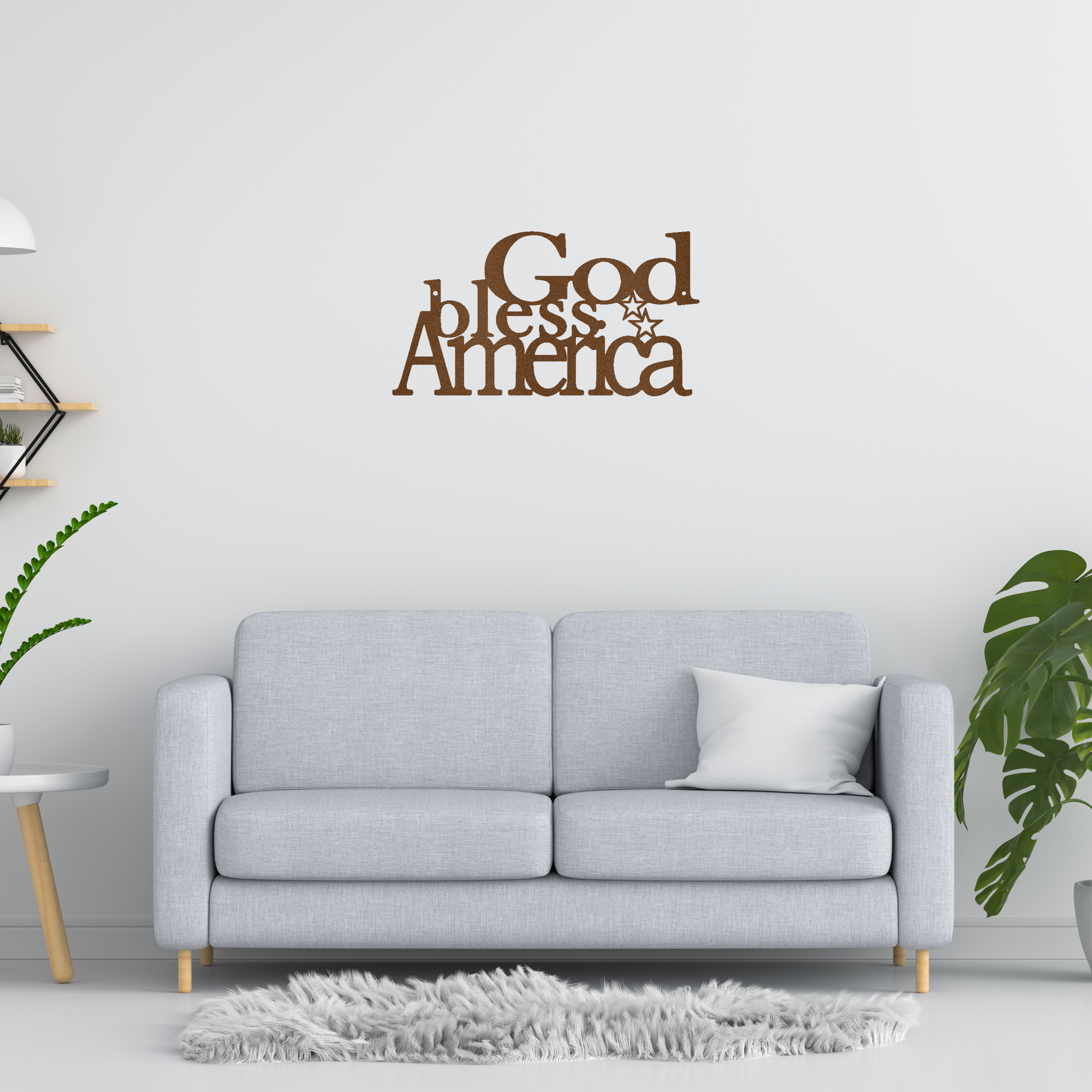 God Bless America Custom Made Metal Signs - Copper Patriotic Metal Wall Art Decor | Home Accent Studio