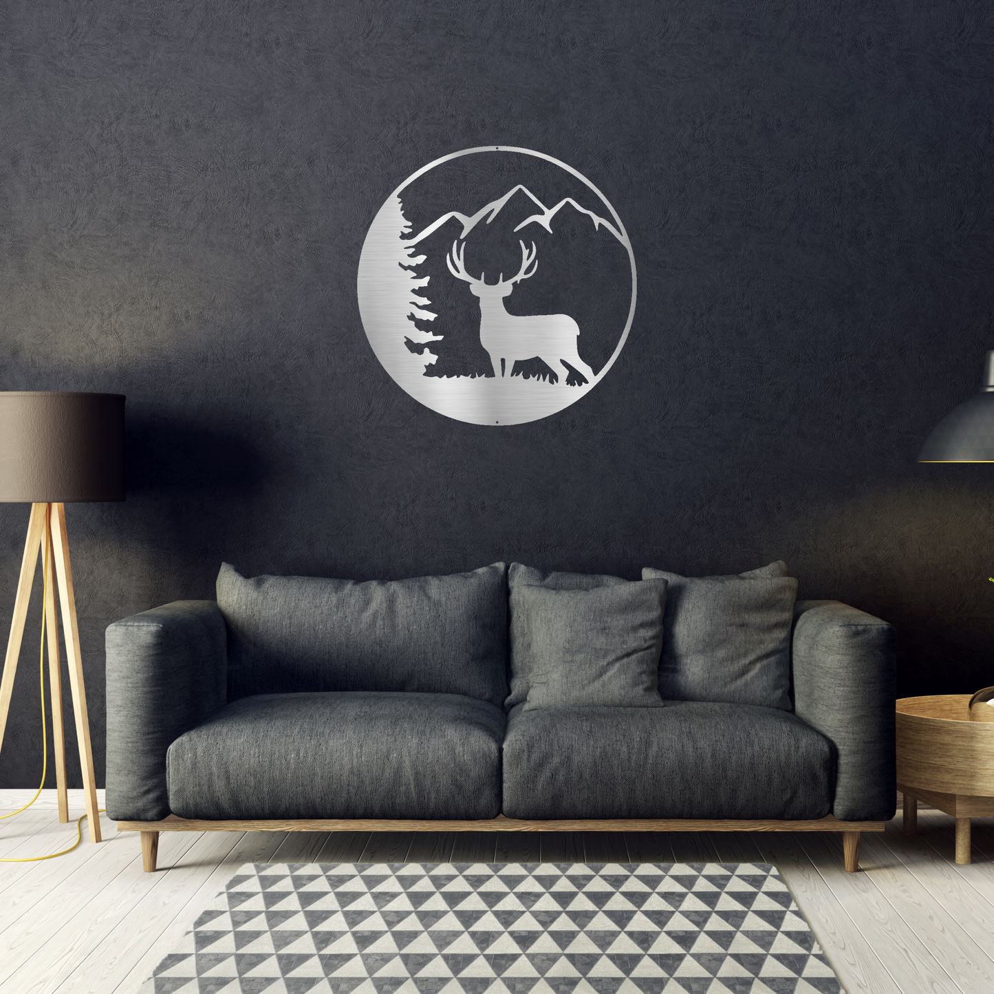 Graceful Deer Custom Made Metal Signs - Silver Deer with Antlers Silhouette | Home Accent Studio