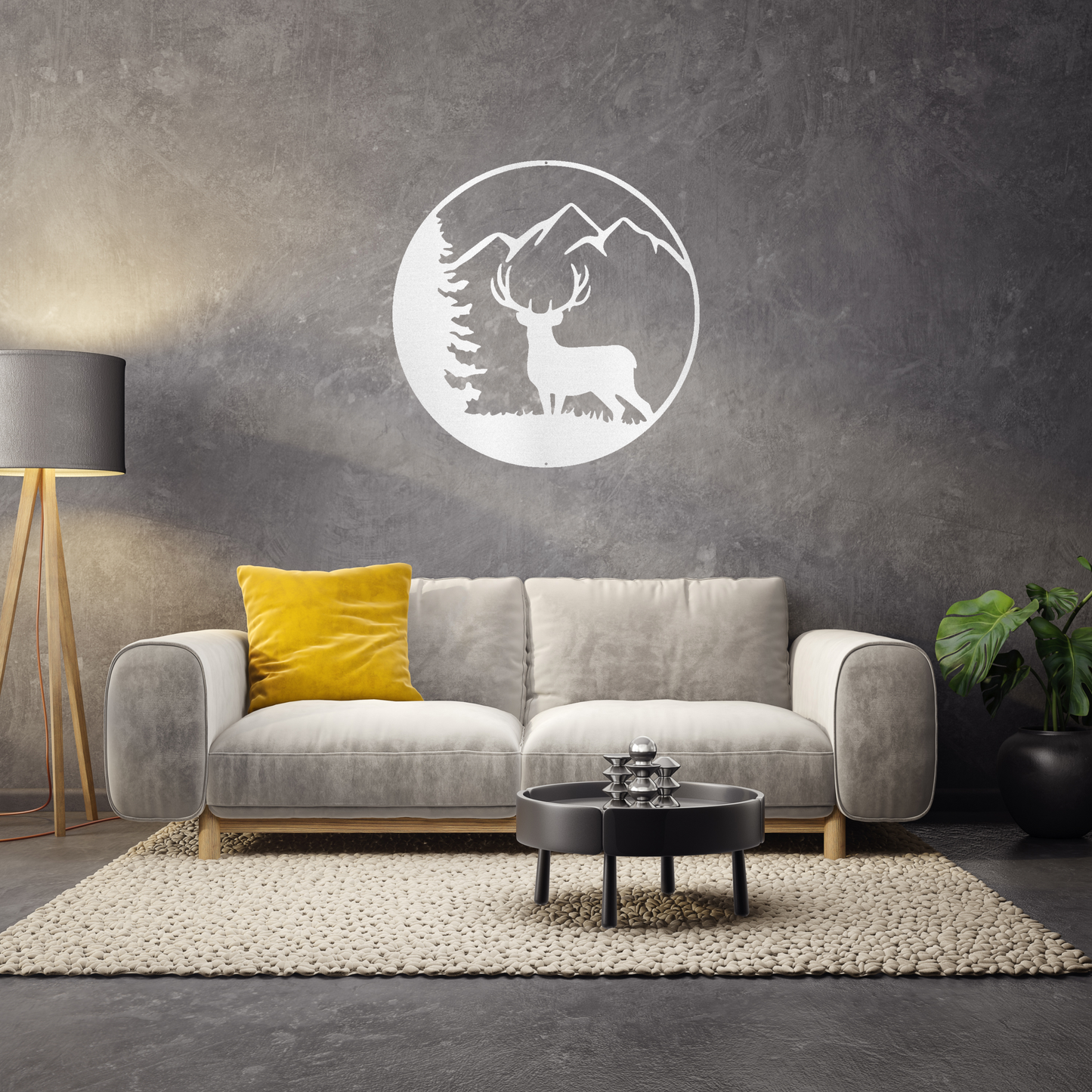 Graceful Deer Custom Made Metal Signs - White Deer with Antlers Silhouette | Home Accent Studio