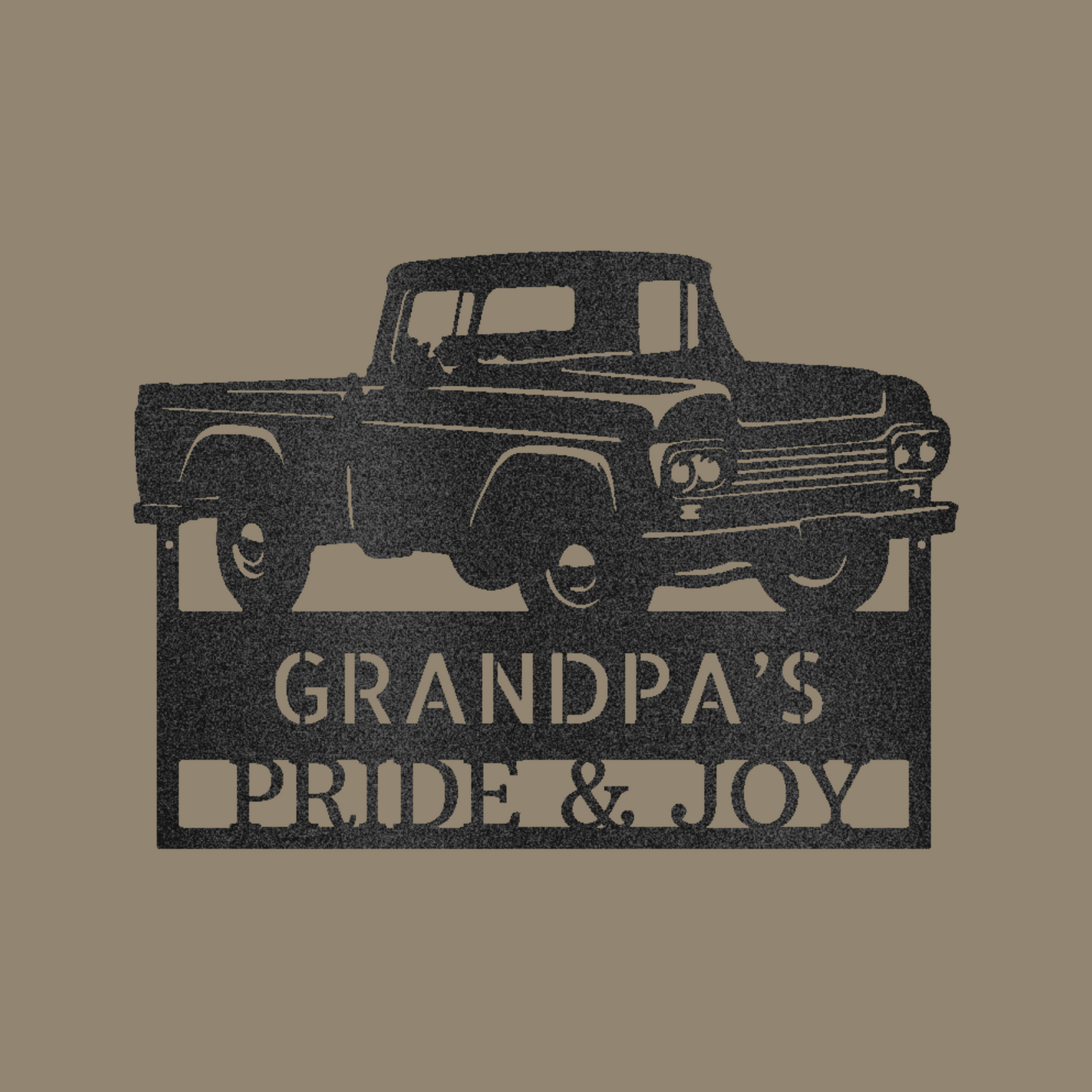 Grandpas Pickup Truck Custom Made Metal Signs - Black Classic Truck Metal Wall Art Decor | Home Accent Studio