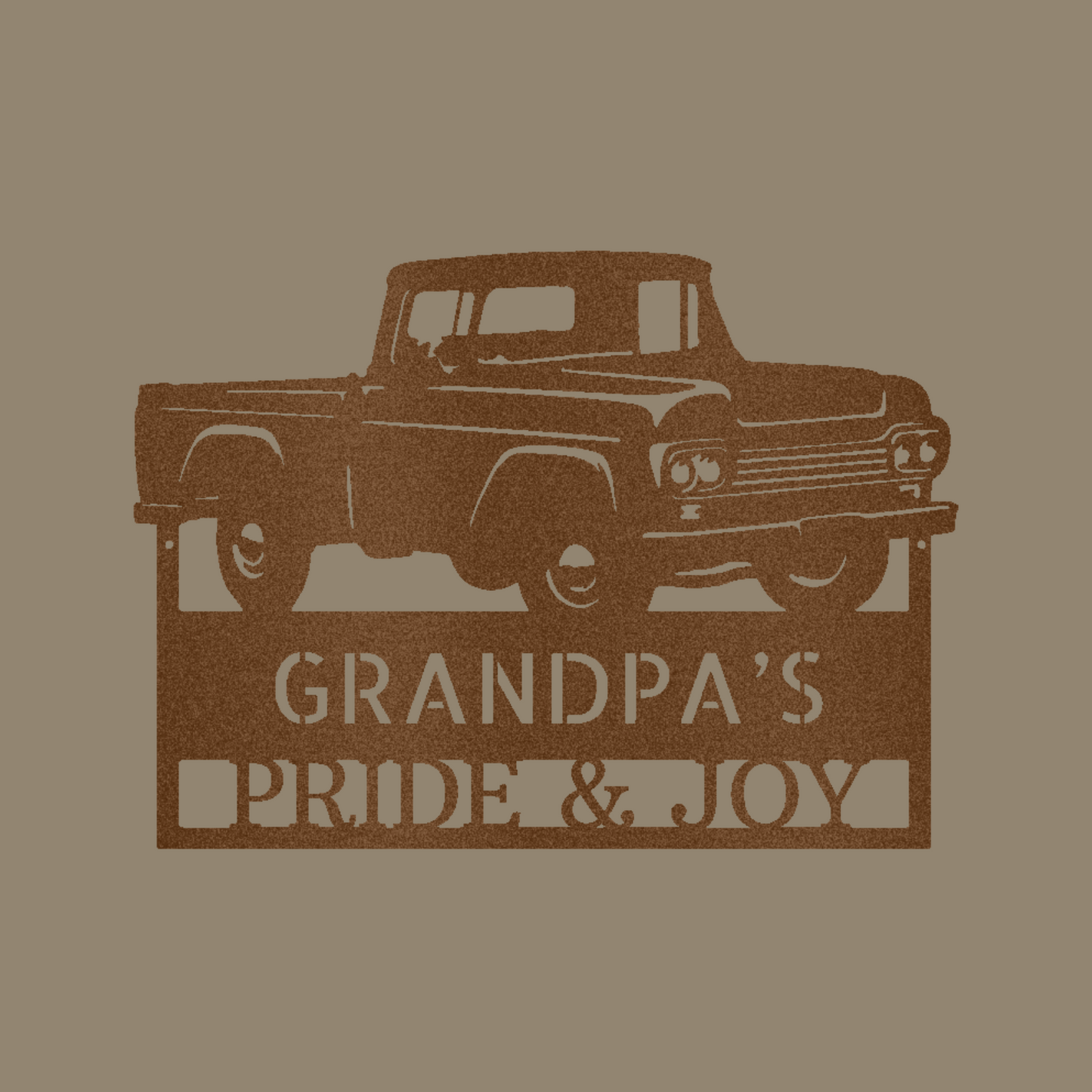 Grandpas Pickup Truck Custom Made Metal Signs - Copper Classic Truck Metal Wall Art Decor | Home Accent Studio