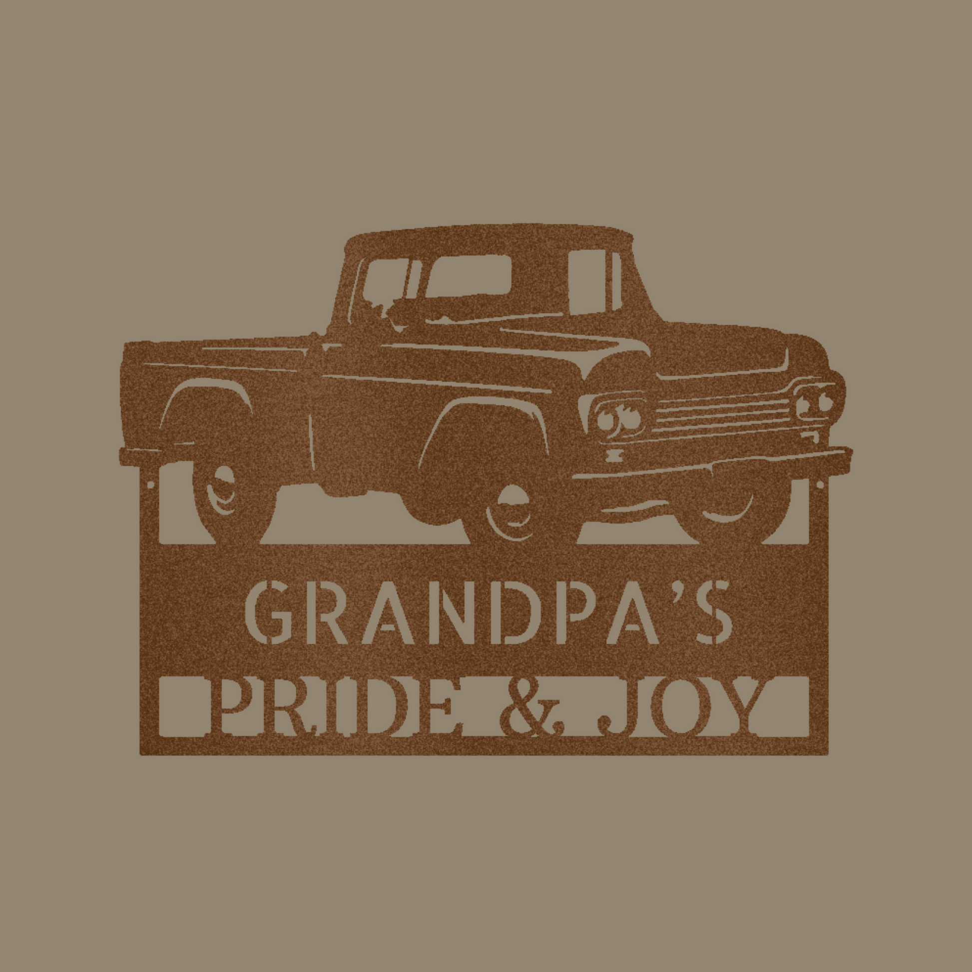 Grandpas Pickup Truck Custom Made Metal Signs - Copper Classic Truck Metal Wall Art Decor | Home Accent Studio