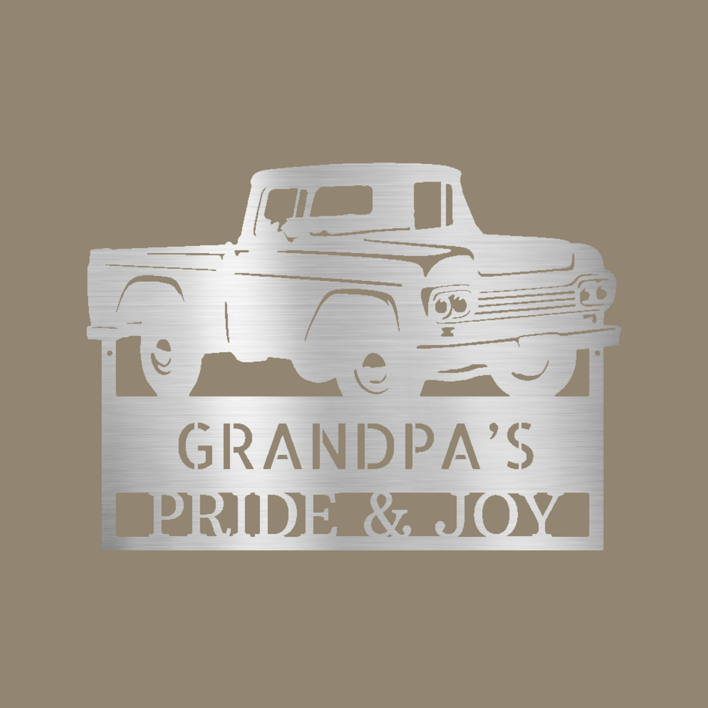 Grandpas Pickup Truck Custom Made Metal Signs - Silver Classic Truck Metal Wall Art Decor | Home Accent Studio