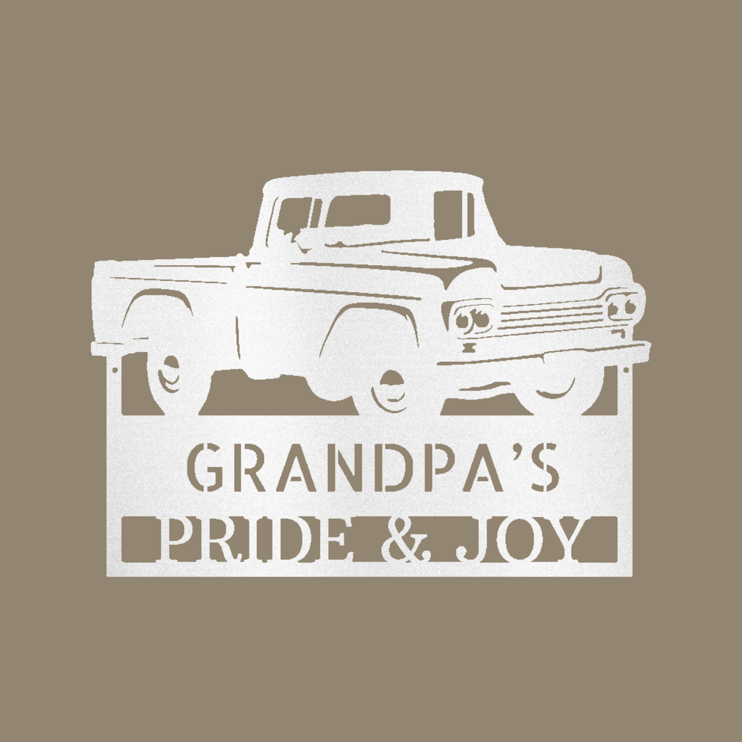 Grandpas Pickup Truck Custom Made Metal Signs - White Classic Truck Metal Wall Art Decor | Home Accent Studio