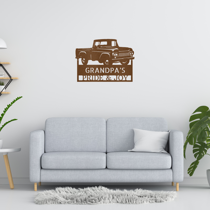 Grandpas Pickup Truck Custom Made Metal Signs - Copper Classic Truck Metal Wall Art Decor | Home Accent Studio