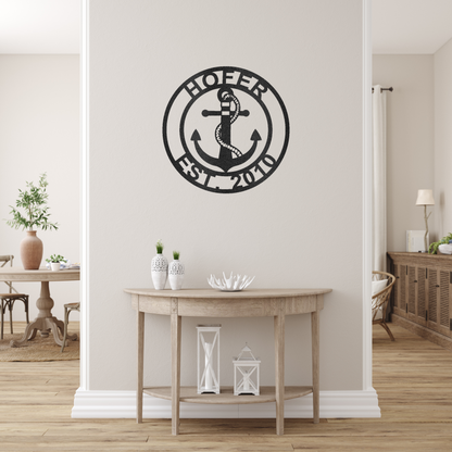 Anchor Family Name Custom Made Metal Signs - Anchor Black Metal Wall Art Decor | Home Accent Studio