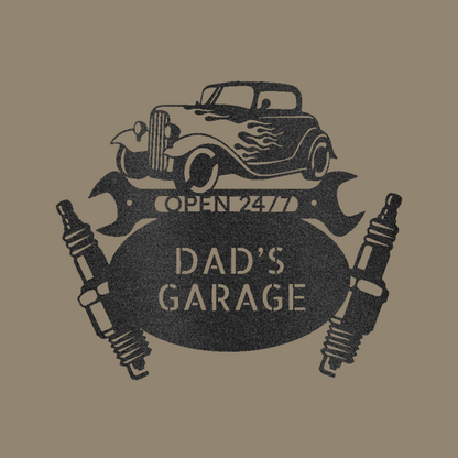 Hot Rod Garage Custom Made Metal Signs - Black Automotive Metal Wall Art Decor | Home Accent Studio