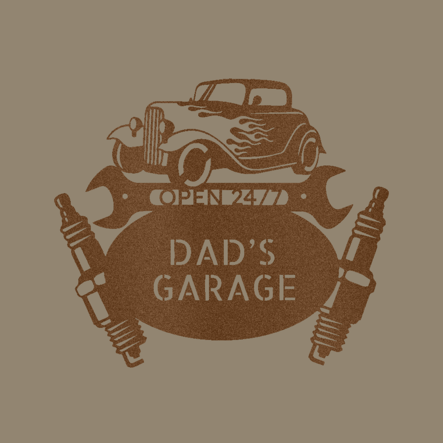 Hot Rod Garage Custom Made Metal Signs - Copper Automotive Metal Wall Art Decor | Home Accent Studio