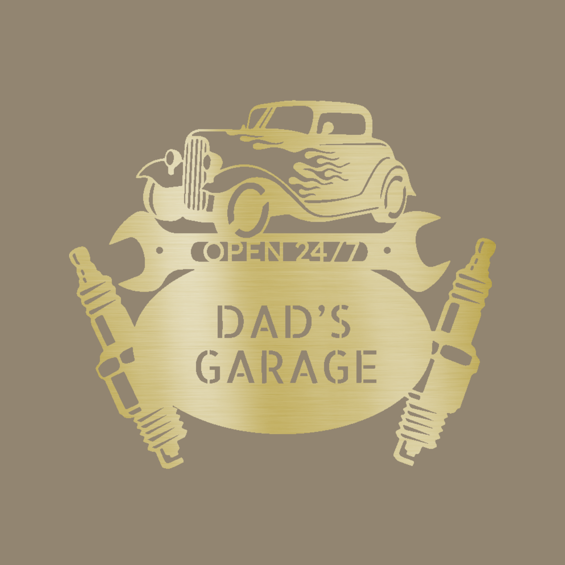 Hot Rod Garage Custom Made Metal Signs - Gold Automotive Metal Wall Art Decor | Home Accent Studio