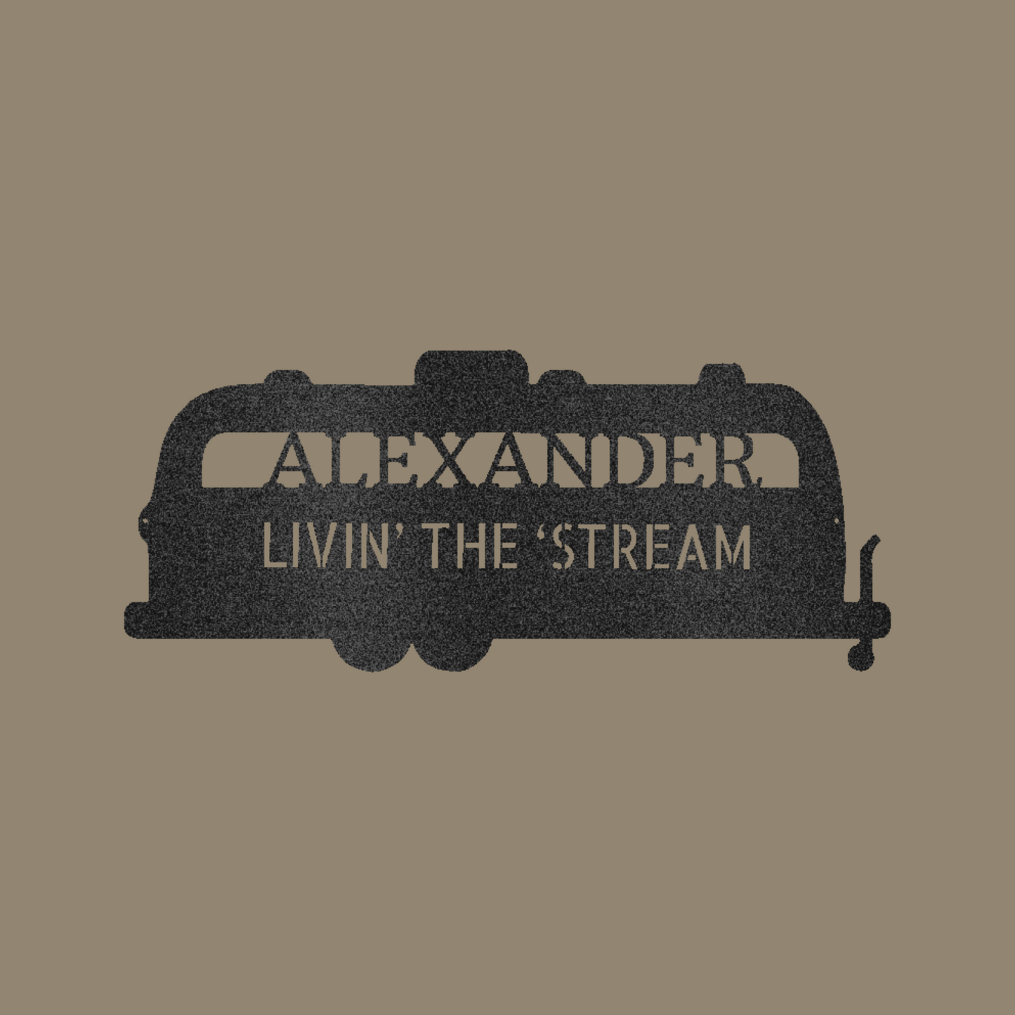 Airstream Monogram Custom Made Metal Signs - Black RV Travelers Metal Wall Art Decor | Home Accent Studio