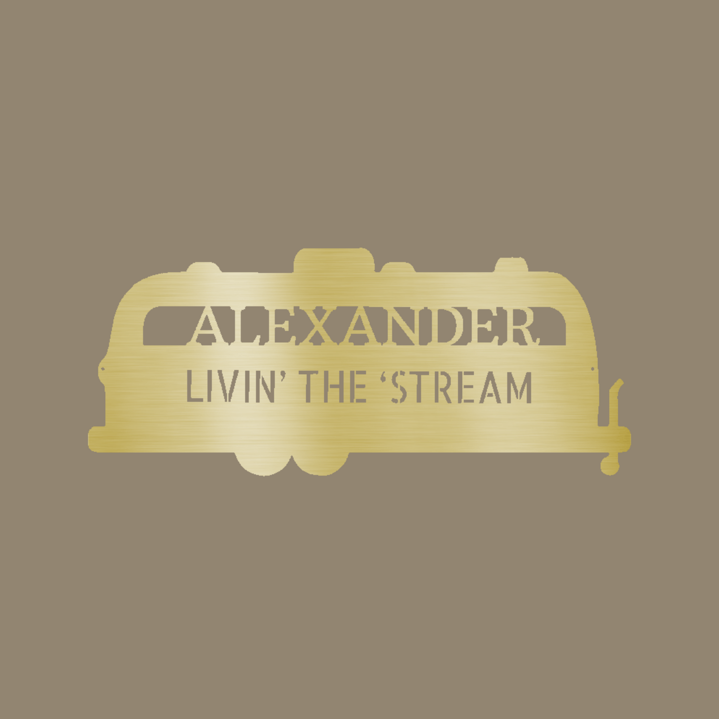 Airstream Monogram Custom Made Metal Signs - Gold RV Travelers Metal Wall Art Decor | Home Accent Studio