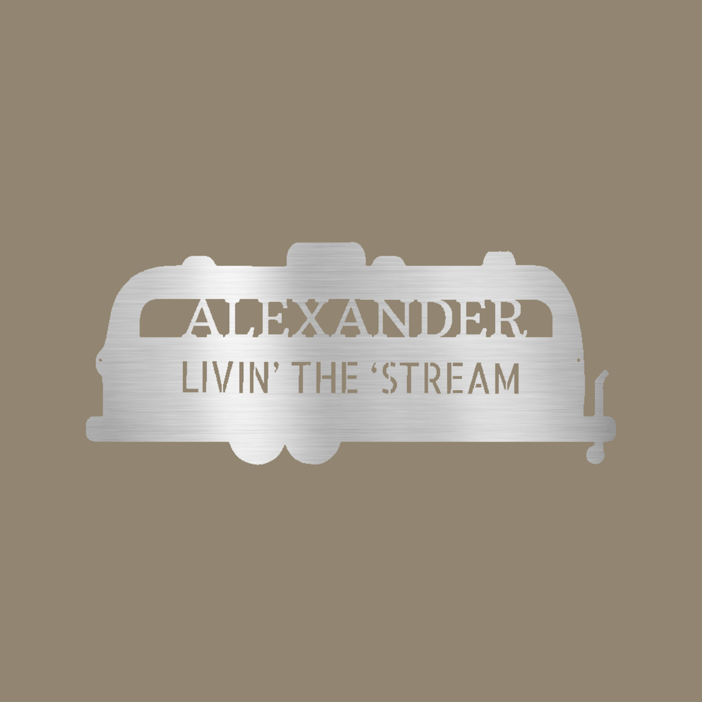 Airstream Monogram Custom Made Metal Signs - Silver RV Travelers Metal Wall Art Decor | Home Accent Studio