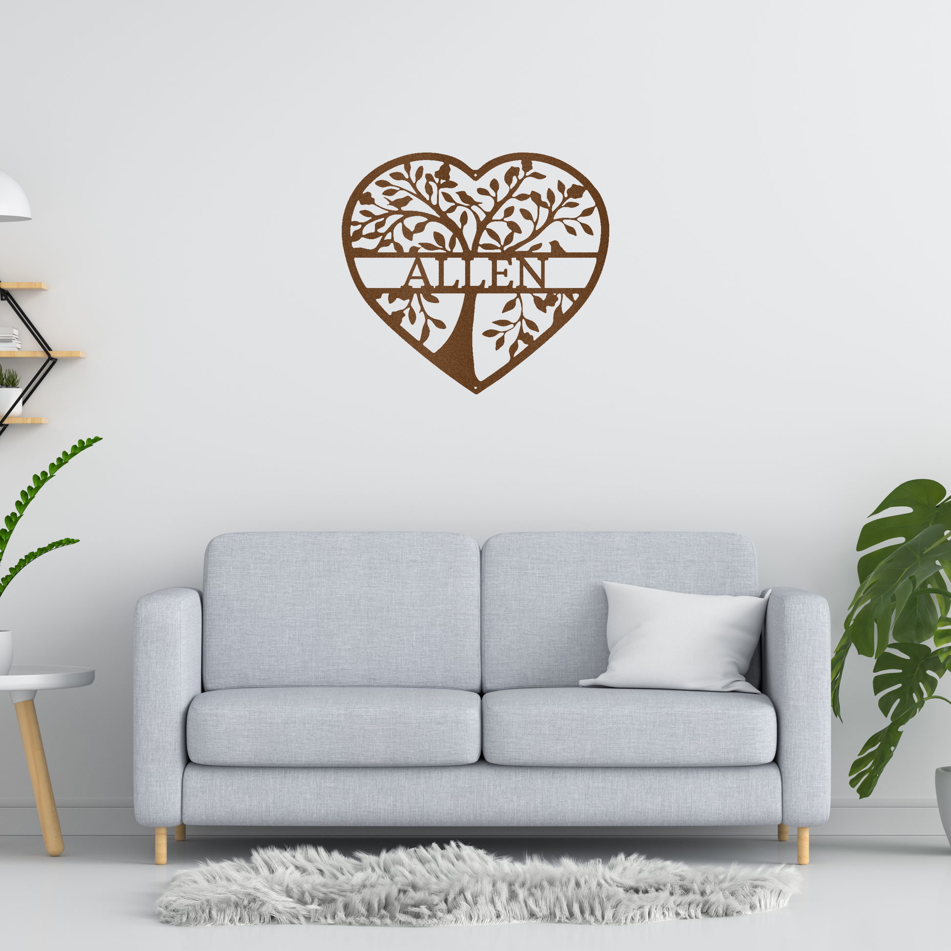 Loving Family Tree Of Life Copper Monogram | Tree of Heaven | Personalized Tree Drawing | Home Accent Studio