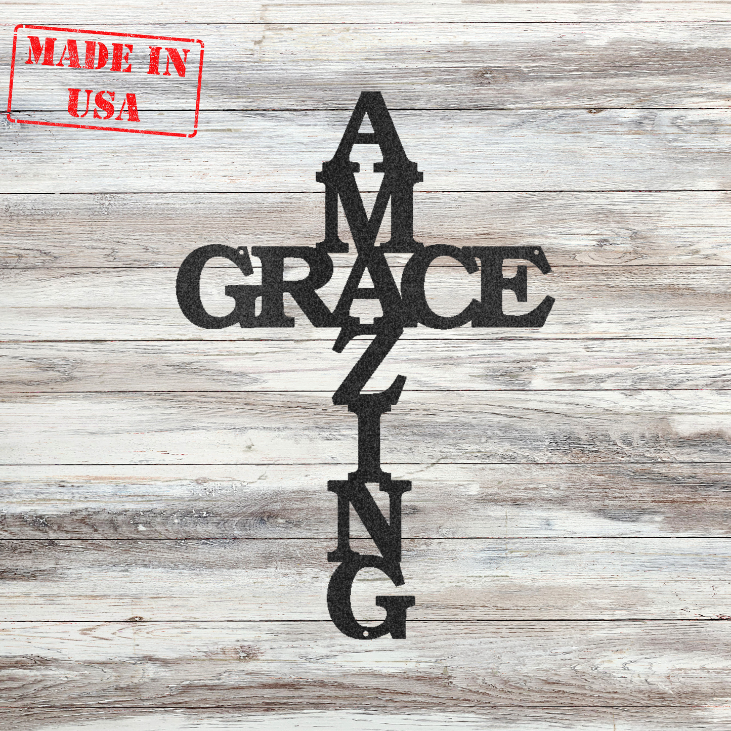 Amazing Grace Cross Custom Made Metal Signs - Christian Metal Wall Art Decor | Home Accent Studio