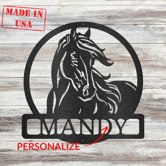 Personalized Metal Wall Decor - 'Black Stallion' Monogram | Home Accent Studio