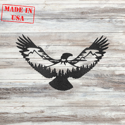 Custom Metal Wall Decor - 'Eagle Scene' Wildlife Scenery Metal Wall Art | Home Accent Studio