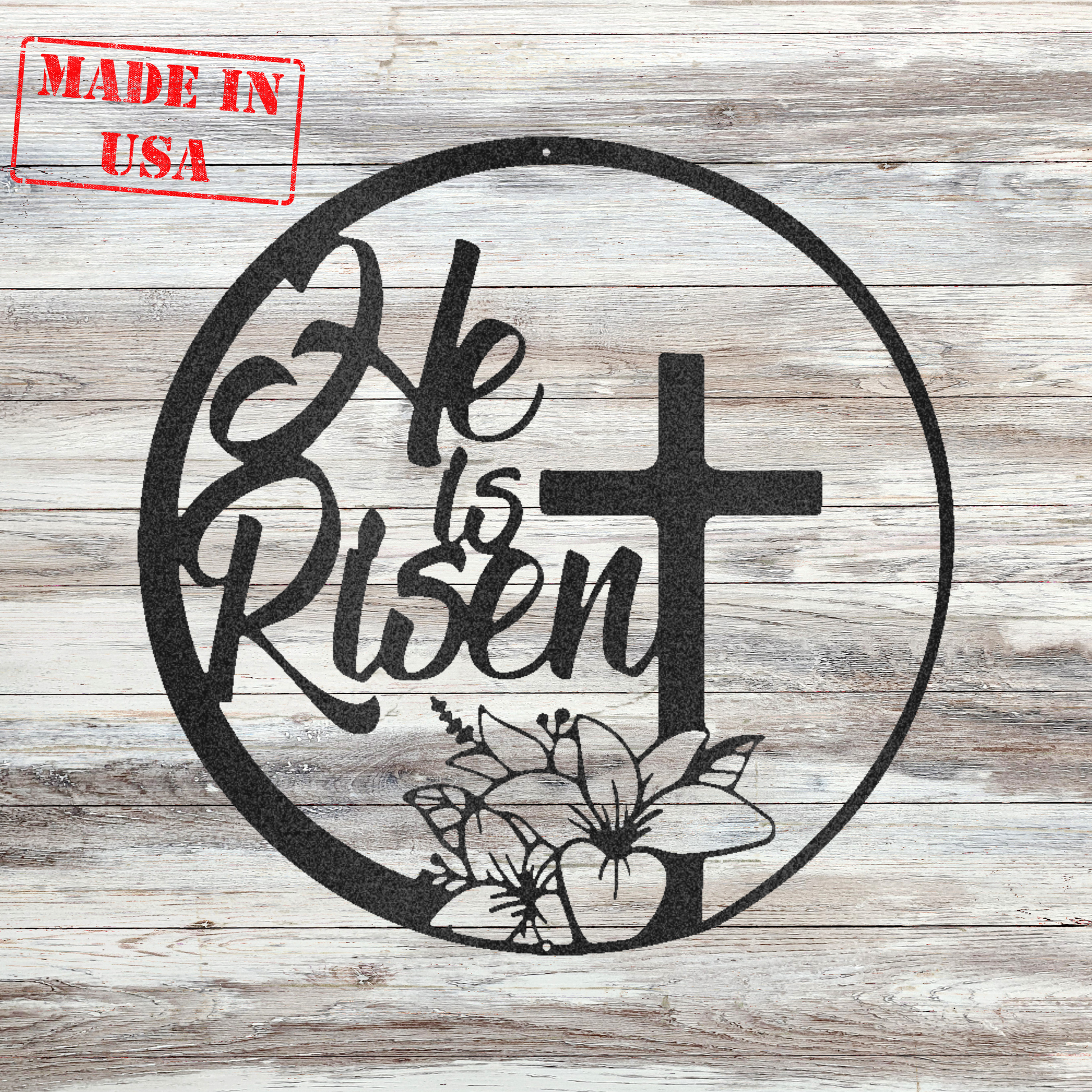 Custom Metal Wall Decor - 'He is Risen' Faith Based Christian Metal Wall Art | Home Accent Studio